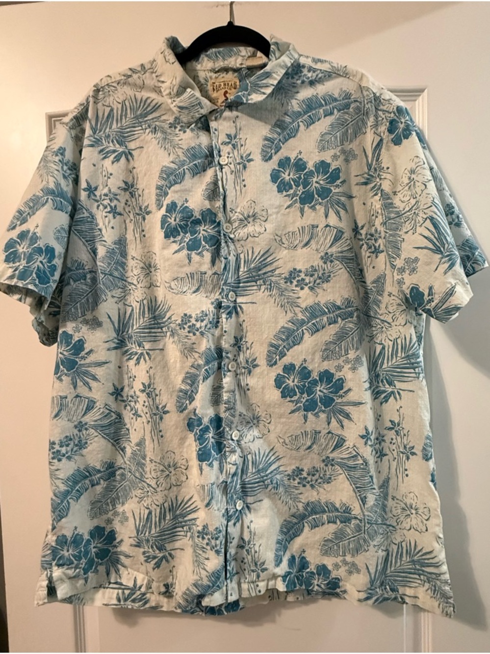 RedHead Light Blue & White Hawaiian Floral Button-Up Shirt